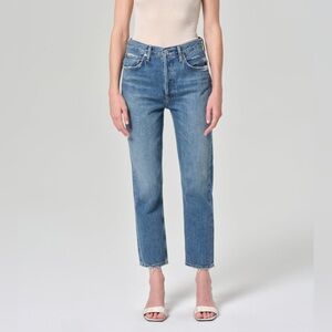 Agolde Riley High Rise Straight Crop Jeans Frequency